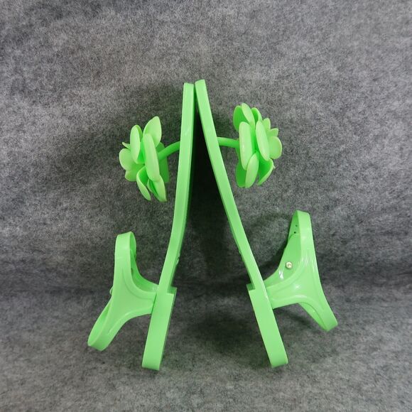 Jeffrey Campbell Shoes Womens 6 Sandal Jelly Flat Flower Thong Ankle Strap Green - Picture 11 of 15